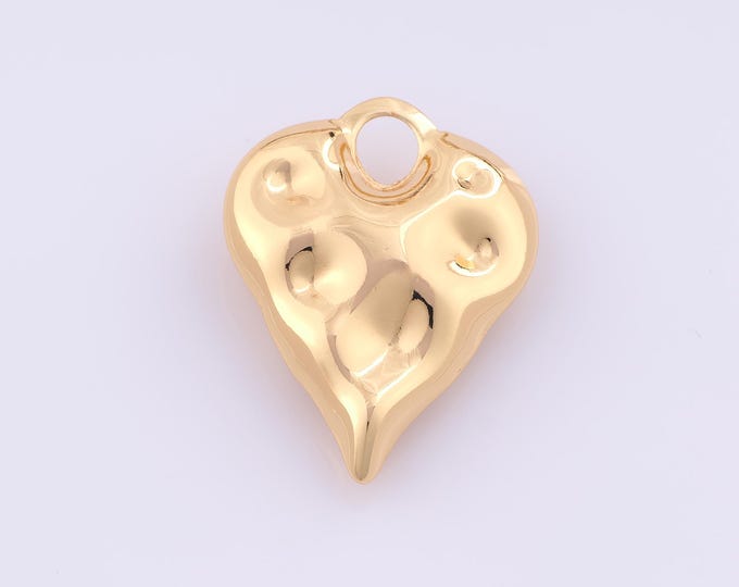 1 pcs Gold Puffed Heart Pendant,18K Gold Filled Love Charm,Heart Charms DIY Bracelet Necklace Jewelry Making Findings Supply