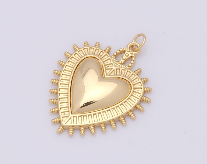 1 pcs Gold Heart Pendant,18K Gold Filled Heart Charm,Heart Charms DIY Bracelet Necklace Jewelry Making Findings Supply