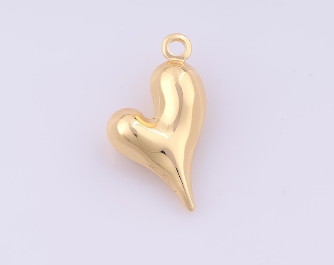 1 pcs Gold Puffed Heart Pendant,18K Gold Filled Love Charm,Heart Charms DIY Bracelet Necklace Jewelry Making Findings Supply