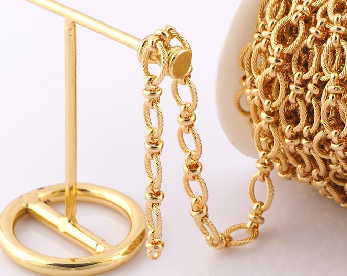 1 Meter Gold Figure 8 Chain, 18K Gold Filled Semi Finished Chain, Specialty Chains, DIY Jewelry Making Supplies
