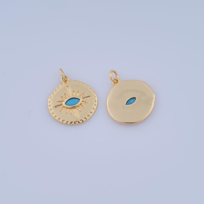 1 Pcs Gold Evil Eye Pendant,18k Gold Filled Eye Charm,devil Eye Charm