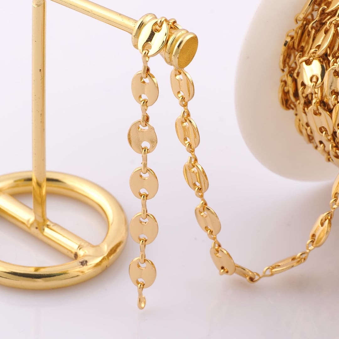 1 Meter Gold Pig Nose Chain, 18K Gold Filled Semi Finished Chain ...