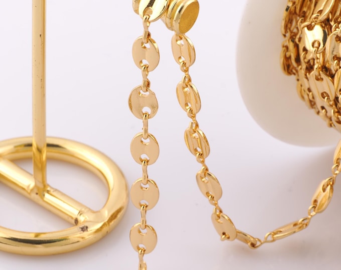 1 Meter Gold Pig Nose Chain, 18K Gold Filled Semi Finished Chain, Specialty Chains, DIY Jewelry Making Supplies