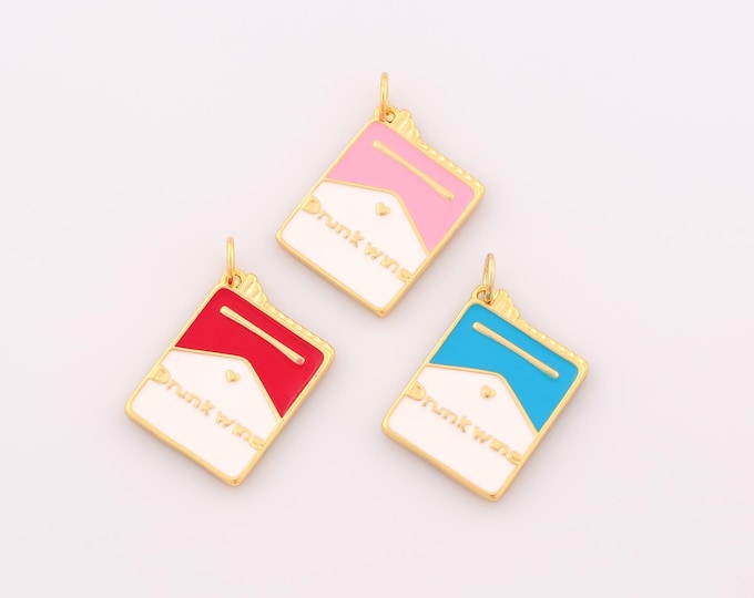 1 pcs Gold Enamel Envelope Pendant,18K Gold Filled Square Charm,Letter Charms DIY Bracelet Necklace Jewelry Making Findings Supply