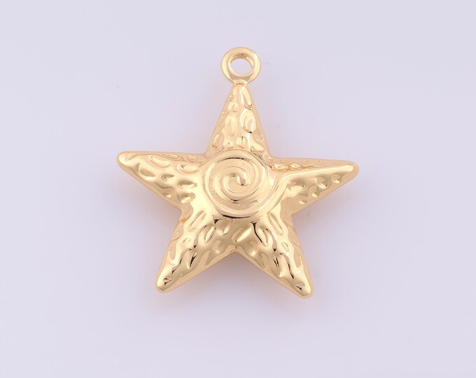 1 pcs Gold Puffed Star Pendant,18K Gold Filled Celestial Charm,Starburst Charms DIY Bracelet Necklace Jewelry Making Findings Supply