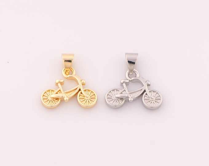 1 pcs Gold Bicycle Pendant,18K Gold Filled Bicycle Charm,Bicycle Charms DIY Bracelet Necklace Jewelry Making Findings Supply
