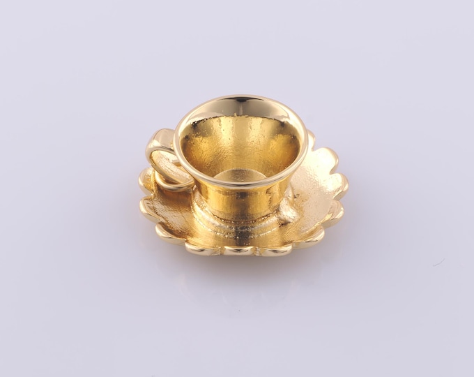 1 pcs Gold Water Cup Pendant,18K Gold Filled Water Cup Charm,Water Cup Charms DIY Bracelet Necklace Jewelry Making Findings Supply