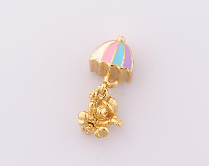 1 pcs Gold Enamel Joker Pendant,18K Gold Filled Umbrella Charm,Joker Charm DIY Bracelet Necklace Jewelry Making Findings Supply