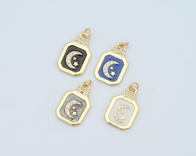 1 pcs Gold CZ Moon Pendant,18K Gold Filled Star Charm,Moon Charm DIY Bracelet Necklace Jewelry Making Findings Supply