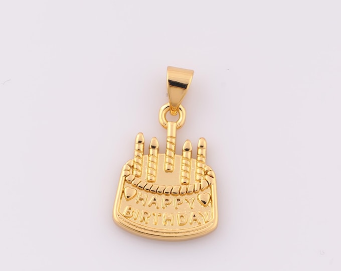 1 pcs Gold Cake Pendant,18K Gold Filled Cake Charm,Cake Charm DIY Bracelet Necklace Jewelry Making Findings Supply