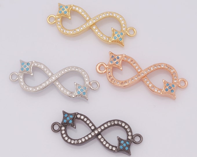 1 pcs Gold Infinite Connector,18K Gold Filled CZ Star Connector,Infinite Connector DIY Bracelet Necklace Jewelry Making Findings Supply