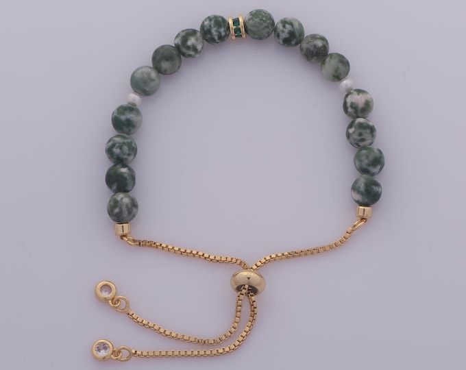 1 Str Gold Opal Box Bracelet,18K Gold Filled Retractable Chain Bracelet,Gift for Her