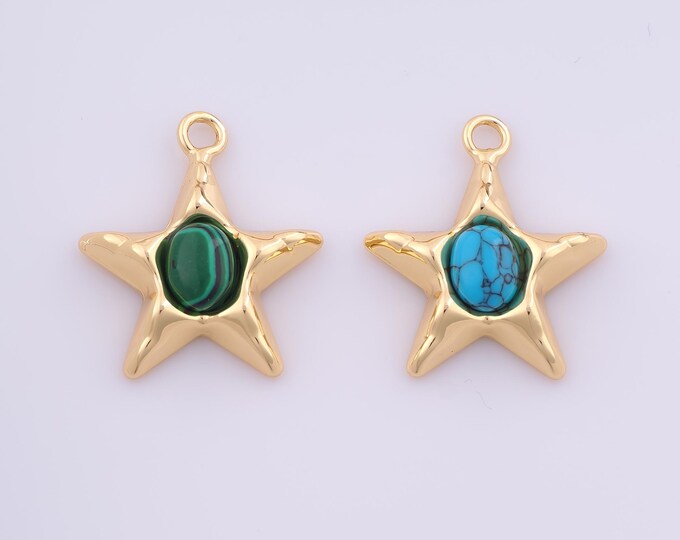 1 pcs Gold Star Pendant,18K Gold Filled Celestial Charm,Starburst Charms DIY Bracelet Necklace Jewelry Making Findings Supply