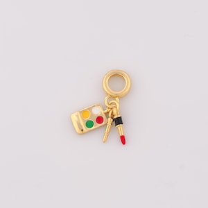 Gold Enamel Makeup Box Pendant,18K Gold Filled Lipstick Charm Makeup Palette Charms,DIY Bracelet Necklace Jewelry Making Findings Supply