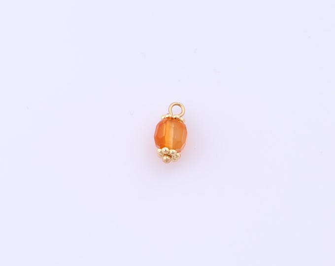 1 pcs Gold Energy Stone Pendant,18K Gold Filled Natural Stone Charm,Red Agate Charms DIY Bracelet Necklace Jewelry Making Findings Supply