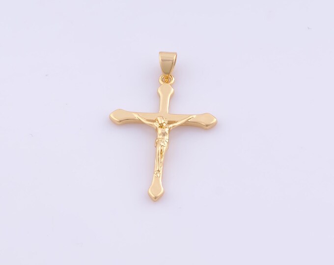 1 pcs Gold Cross Pendant,18K Gold Filled Victim Charm,Christian Charms DIY Bracelet Necklace Jewelry Making Findings Supply