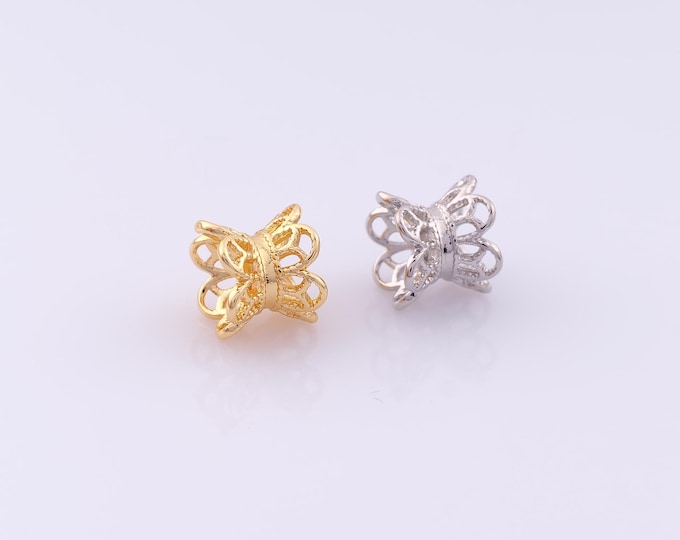 1 pcs 18K Gold Filled Flower Spacer Beads,Tube Beads,Flower Beads for DIY Jewelry Making Findings Supply