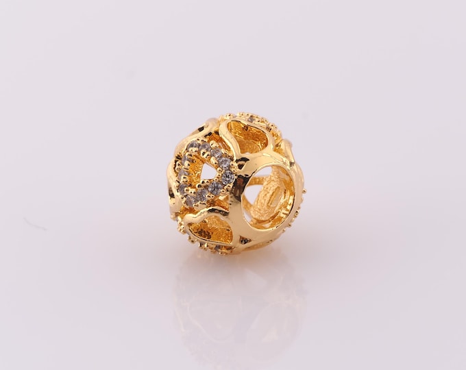 1 pcs 18K Gold Filled Ball Spacer Beads,Large Hole Beads,Round Beads for DIY Jewelry Making Findings Supply