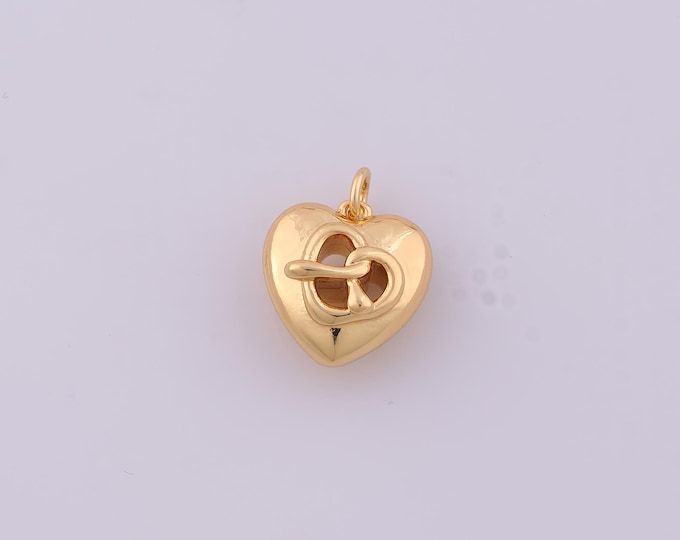 1 pcs Gold Heart Pendant,18K Gold Filled Love Charm,Heart Charms DIY Bracelet Necklace Jewelry Making Findings Supply