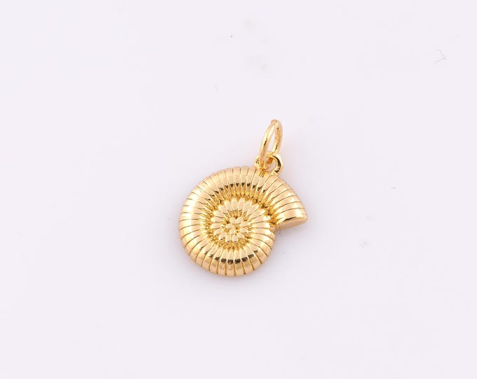 1 pcs Gold Snail Shell Pendant,18K Gold Filled Minimalist Charm,Snail Shell Charms,DIY Bracelet Necklace Jewelry Making Findings Supply