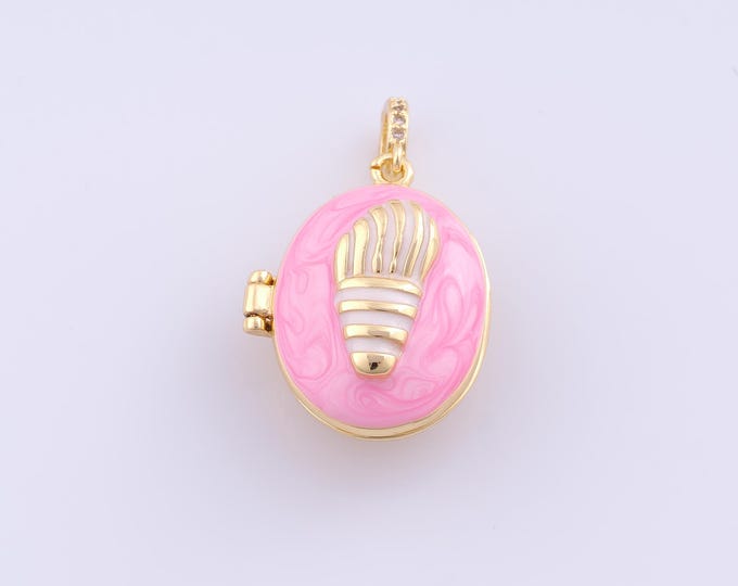 1 pcs Gold Enamel Conch Pendant,18K Gold Filled Photo Frame Charm,Conch Charms DIY Bracelet Necklace Jewelry Making Findings Supply