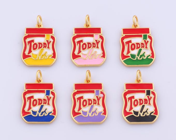 1 pcs Gold Enamel Tabasco Pendant,18K Gold Filled Tabasco Charm,Tabasco Charms DIY Bracelet Necklace Jewelry Making Findings Supply