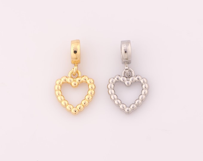1 pcs Gold Hollow Heart Pendant,18K Gold Filled Love Charm,Heart Charms DIY Bracelet Necklace Jewelry Making Findings Supply
