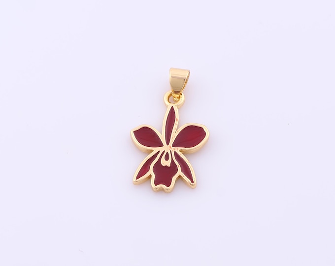 1 pcs Gold Enamel Flower Pendant,18K Gold Filled Venezuela Flower Charm,Flower Charms DIY Bracelet Necklace Jewelry Making Findings Supply