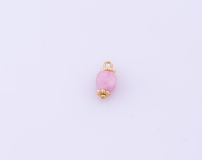 1 pcs Gold Energy Stone Pendant,18K Gold Filled Natural Stone Charm,Stone Charms DIY Bracelet Necklace Jewelry Making Findings Supply