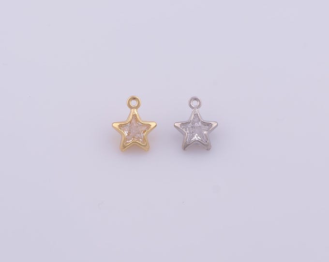 1 pcs Gold CZ Star Pendant,18K Gold Filled Celestial Charm,Starburst Charms DIY Bracelet Necklace Jewelry Making Findings Supply