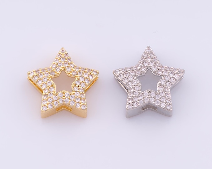 1 pcs 18K Gold Filled CZ Star Spacer Beads,Celestial Beads,Starburst Beads for DIY Jewelry Making Findings Supply