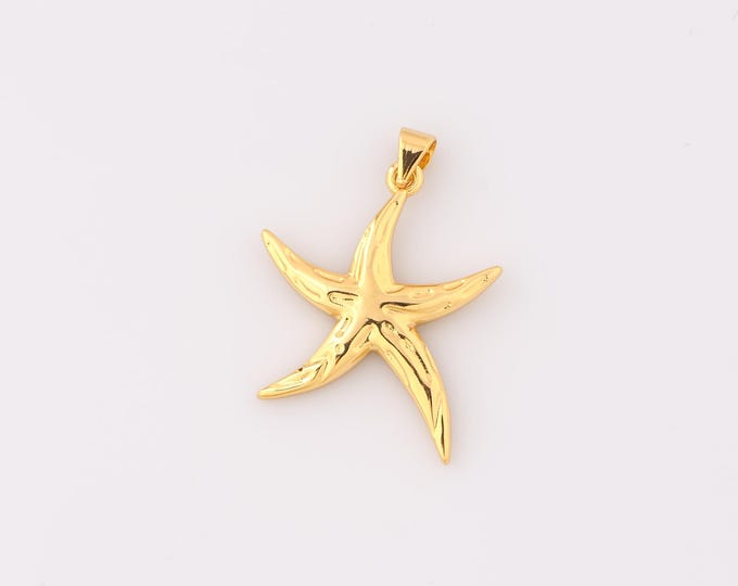 1 pcs Gold Starfish Pendant,18K Gold Filled Starfish Charm,Starfish Charms,DIY Bracelet Necklace Jewelry Making Findings Supply