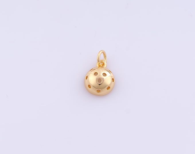 1 pcs Gold Pickle Ball Pendant,18K Gold Filled Sports Charm,Ball Charms DIY Bracelet Necklace Jewelry Making Findings Supply