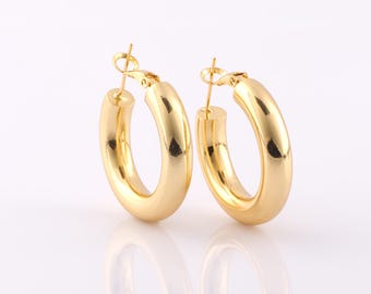 1 pair Gold Hoop Earrings,18K Gold Filled Huggie Hoop Earring ,Hoop Earrings,Hypoallergenic Huggie Hoop,Gift for Her