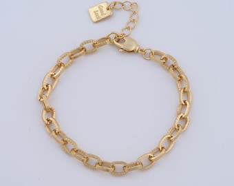 1 Str Gold Rolo Bracelet, 18K Gold Filled Square Bracelet,Lobster Clasp Bracelet, Fashion Bracelet, Gift For Her