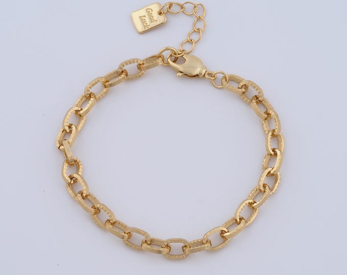 1 Str Gold Rolo Bracelet, 18K Gold Filled Square Bracelet,Lobster Clasp Bracelet, Fashion Bracelet, Gift For Her