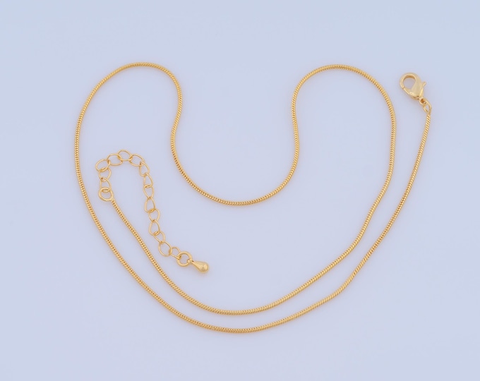 1 Str Gold Snake Chains Necklace, 18K Gold Filled Snake Chains Necklace, Adjustable Necklace, Gift for Her,Length 42+6cm Width 1.1mm