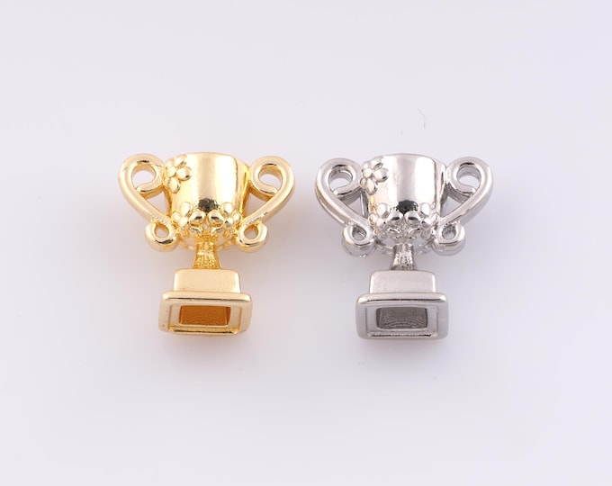 1 pcs Gold Trophy Pendant,18K Gold Filled Minimalist Charm,Flower Charms,DIY Bracelet Necklace Jewelry Making Findings Supply