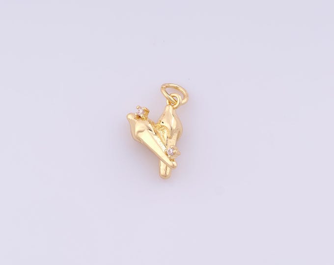 1 pcs CZ Ice Cream Pendant,18K Gold Filled Dessert Charm,Ice Cream Charms DIY Bracelet Necklace Jewelry Making Findings Supply