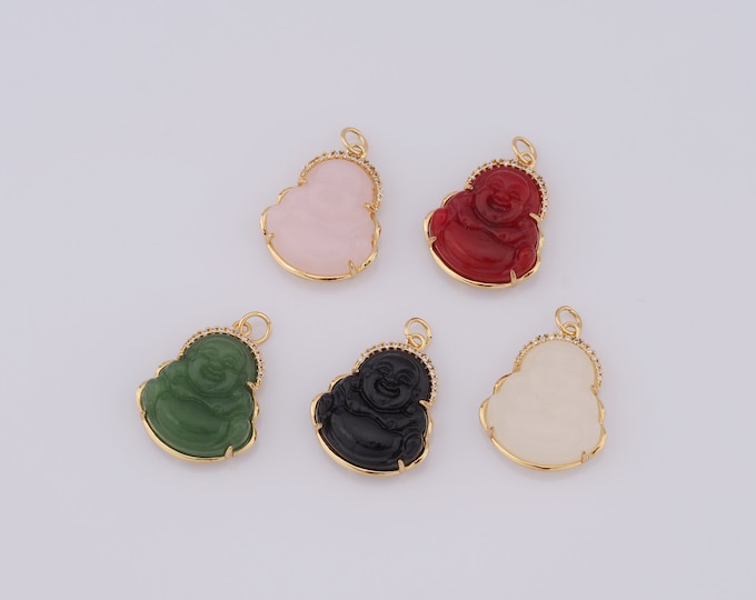 1 pcs Gold Maitreya Buddha Pendant,18K Gold Filled Enamel Religion Charm,Buddhist Charm DIY Bracelet Necklace Jewelry Making Findings Supply