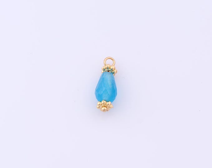 1 pcs Gold Energy Stone Pendant,18K Gold Filled Natural Stone Charm,Stone Charms DIY Bracelet Necklace Jewelry Making Findings Supply