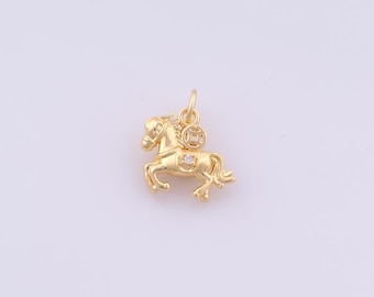 1 pcs Gold CZ Horse Pendant,18K Gold Filled Animal Charm,Horse Charms DIY Bracelet Necklace Jewelry Making Findings Supply