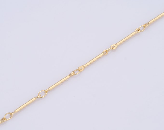 1 Meter Gold Bamboo Chain, 18K Gold Filled Semi Finished Chain, Specialty Chains, DIY Jewelry Making Supplies