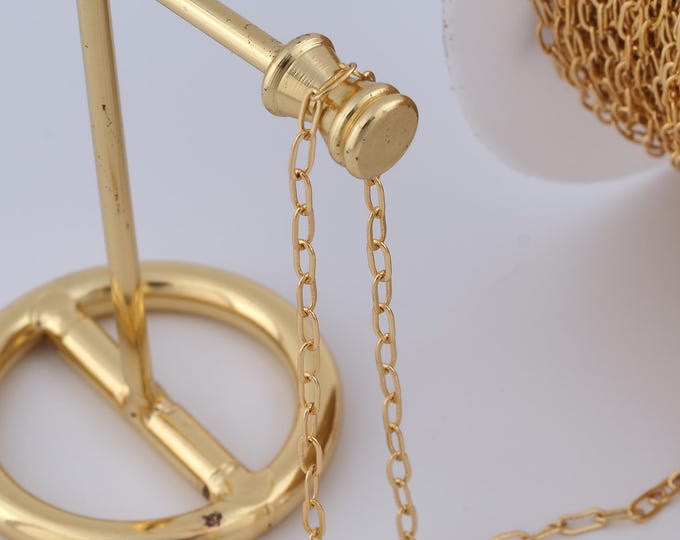 1 Meter Gold Cable Chain, 18K Gold Filled Semi Finished Chain, Specialty Chains, DIY Jewelry Making Supplies