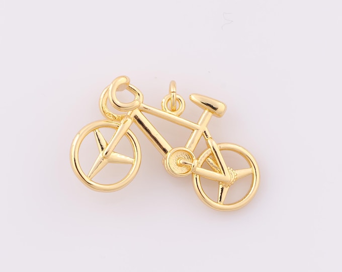 1 pcs Gold Bicycle Pendant,18K Gold Filled Bicycle Charm,Bicycle Charm DIY Bracelet Necklace Jewelry Making Findings Supply