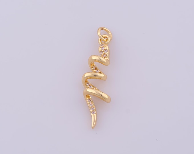 1 pcs Gold CZ Snake Pendant,18K Gold Filled Animal Charm,Snake Charms DIY Bracelet Necklace Jewelry Making Findings Supply