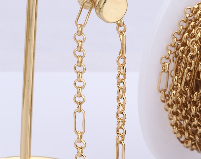 1 Meter Gold Rolo Chain, 18K Gold Filled Semi Finished Chain, Specialty Chains, DIY Jewelry Making Supplies