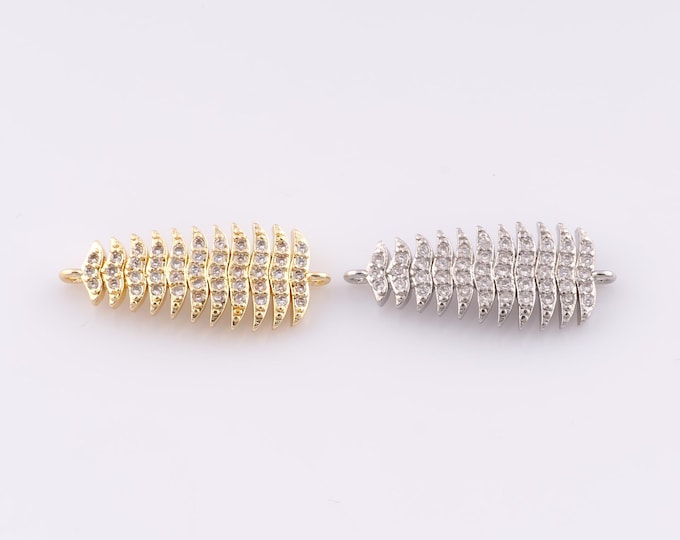 1 pcs Gold Leaf Connector,18K Gold Filled CZ Minimalist Connector,Leaf Connector DIY Bracelet Necklace Jewelry Making Findings Supply