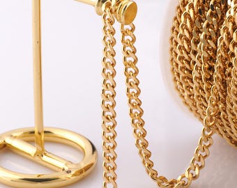 1 Meter Gold Curb Chain, 18K Gold Filled Semi Finished Chain, Specialty Chains, DIY Jewelry Making Supplies