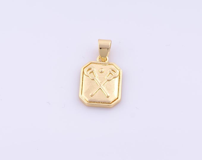 1 pcs Gold Lacrosse Pendant,18K Gold Filled Sports Charm,Lacrosse Charms DIY Bracelet Necklace Jewelry Making Findings Supply